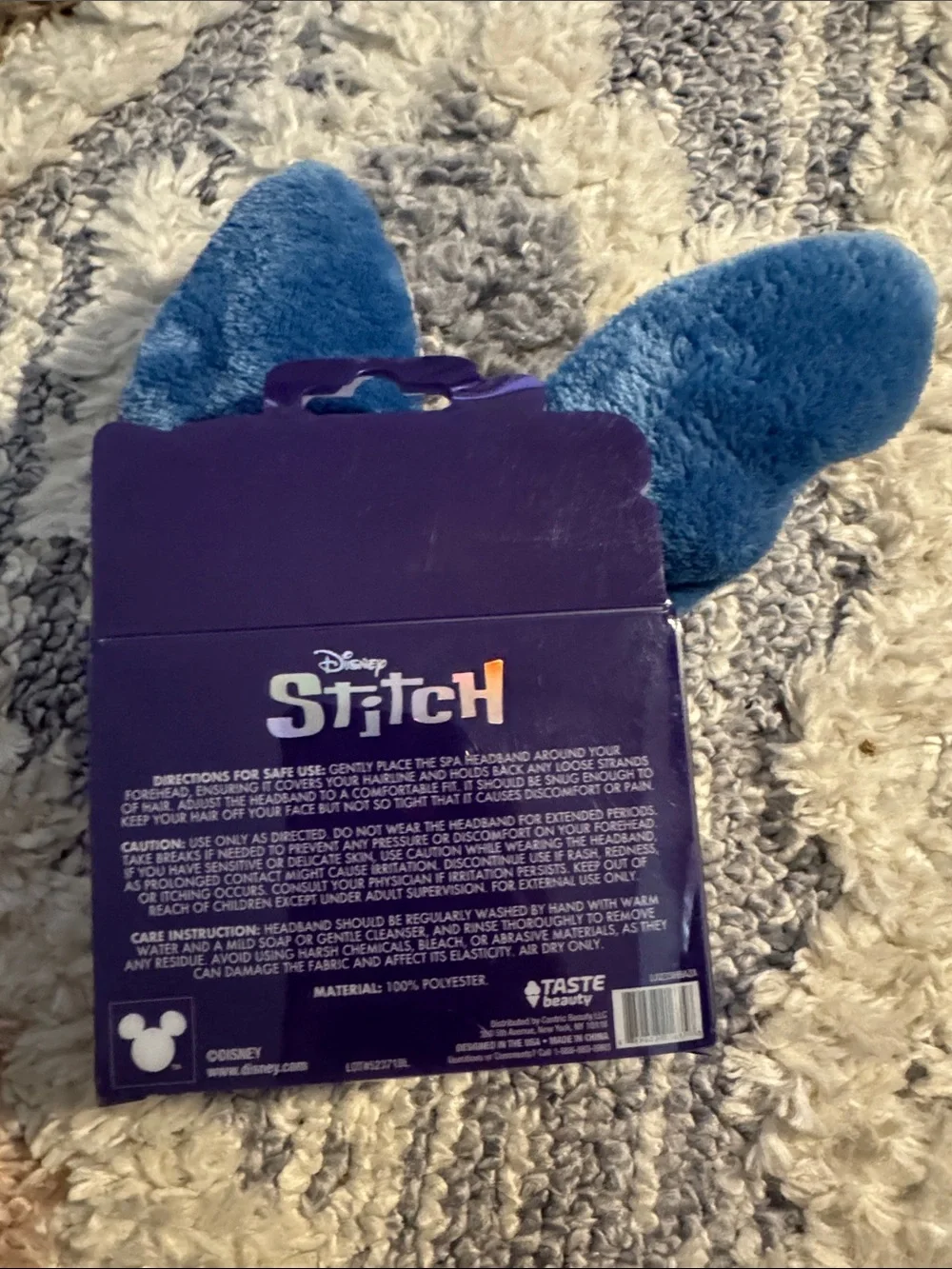 Disney Blue and Purple Stitch Plush Spa Headband